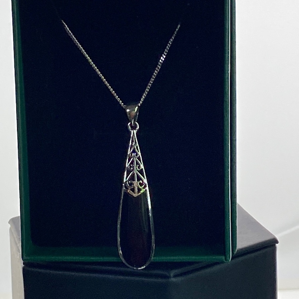 Black Onyx Sterling Filigree Necklace